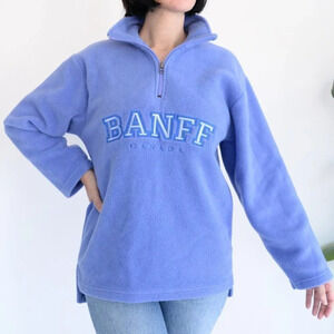 Attractions Blue Fleece Pullover Half Zip Banff Sweater Size SP